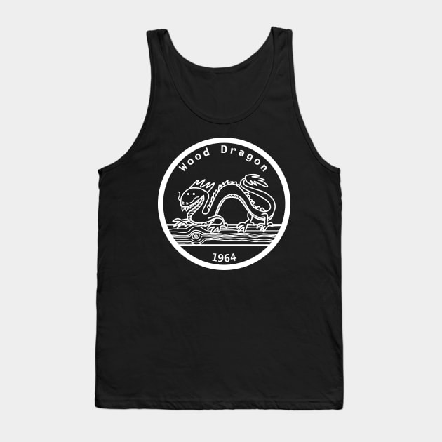 Wood Dragon 1964 Year of the Dragon White Line Tank Top by ellenhenryart